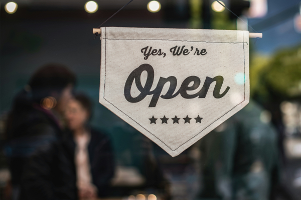 Open sign hanging at store's door